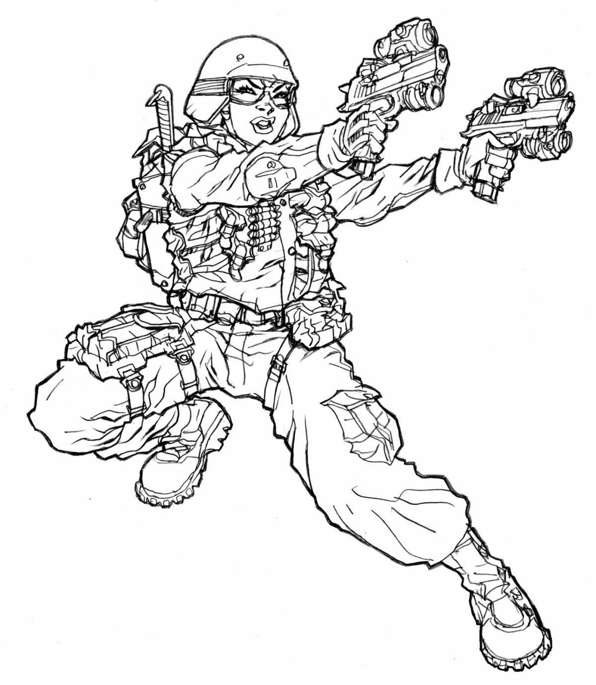 Valiant coloring pages of military soldiers
