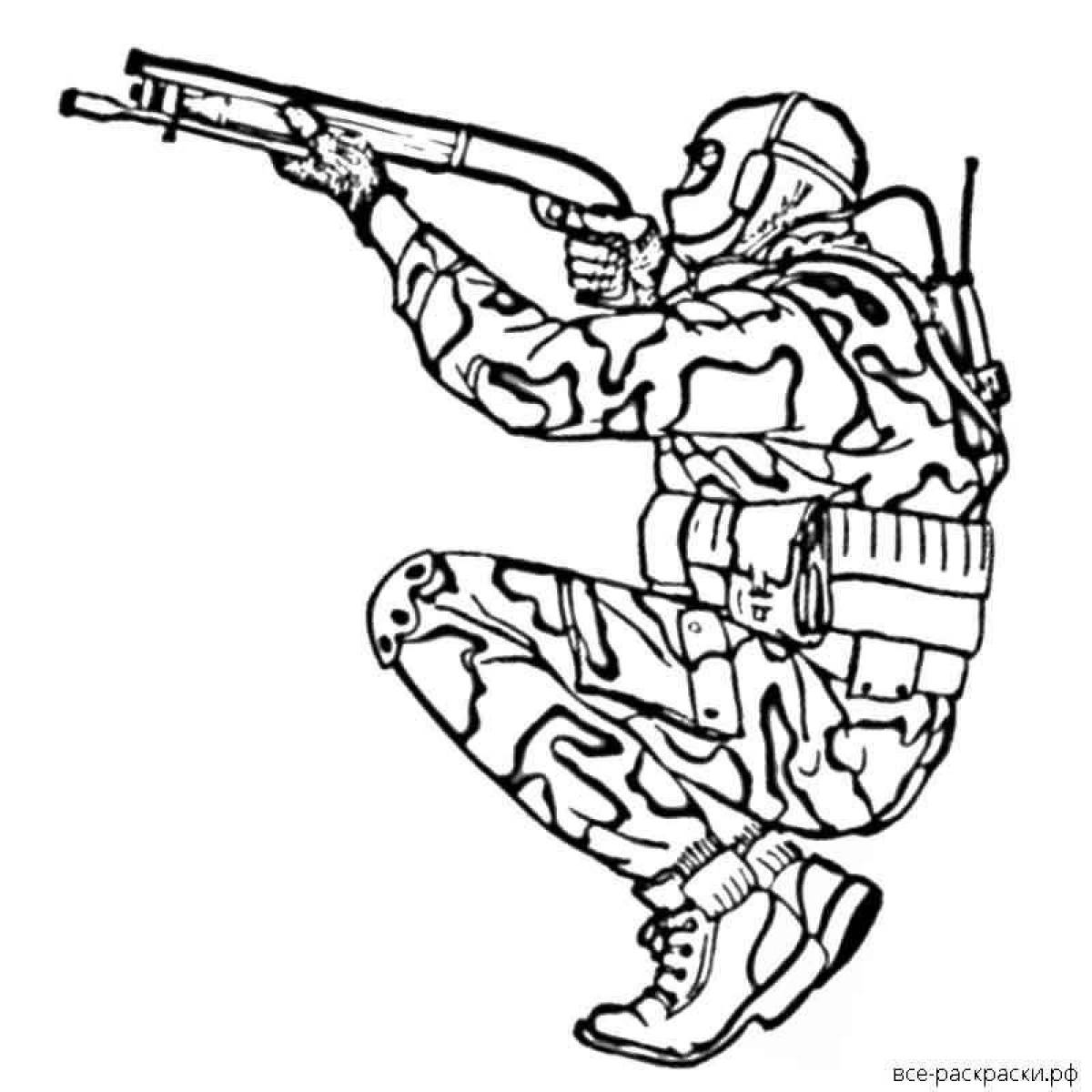 Bold military soldier coloring pages