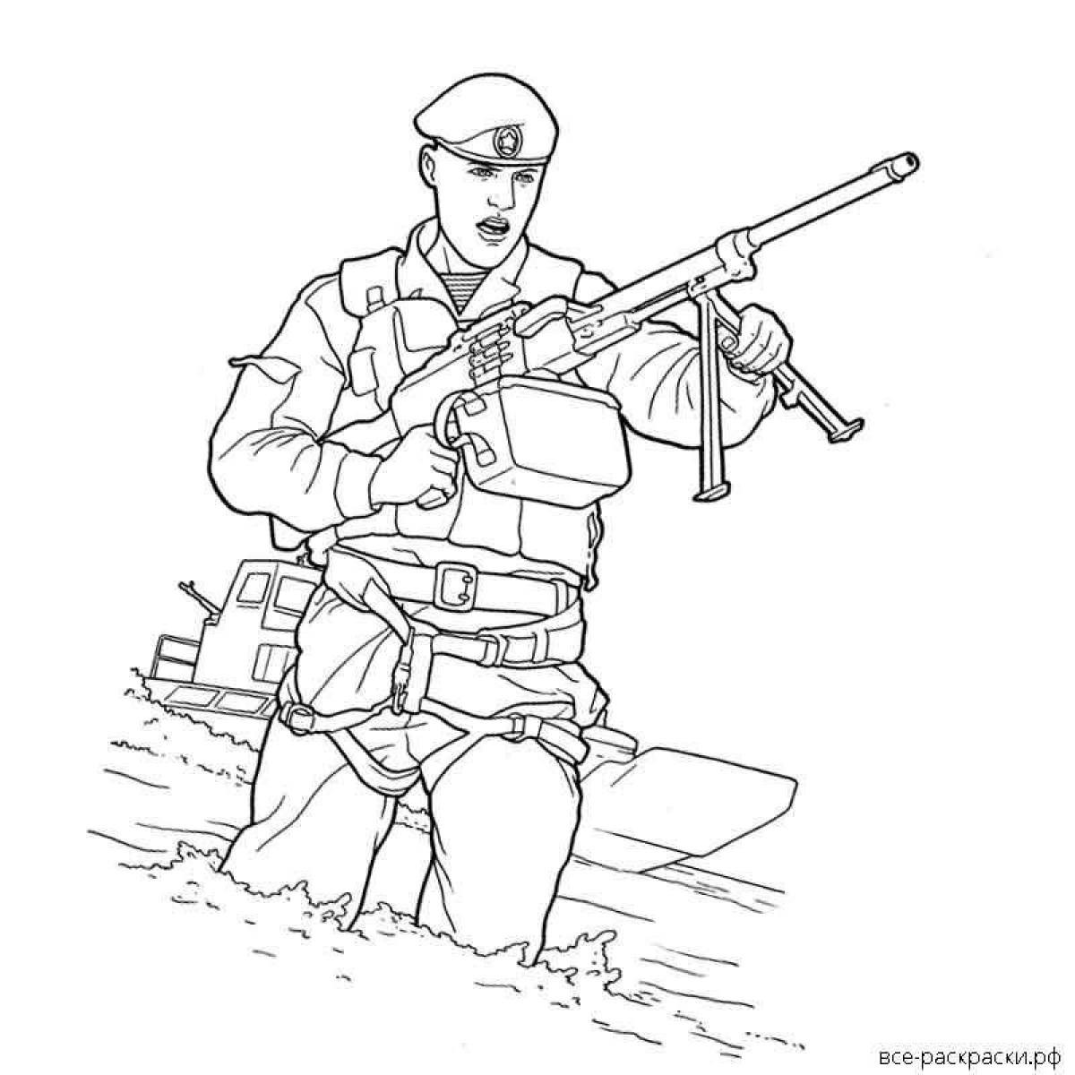 Elegant coloring pages of military soldiers