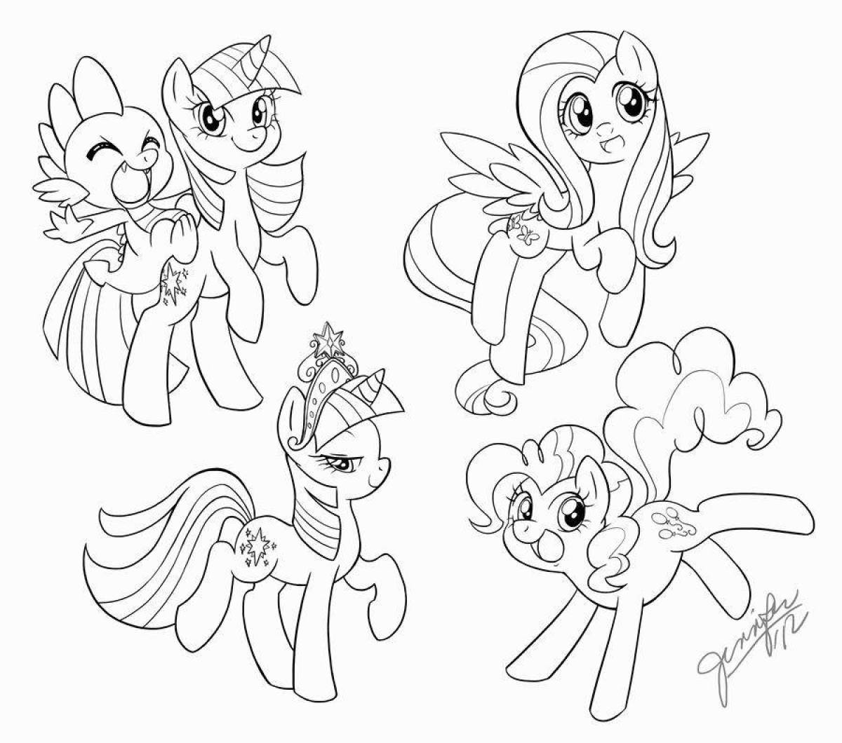 Colorful pony life coloring page