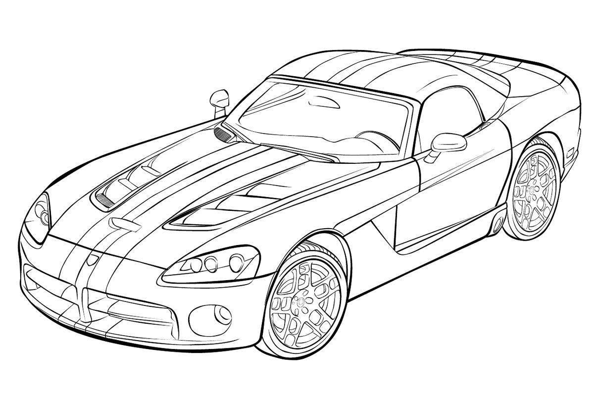 Exquisite cool cars coloring book