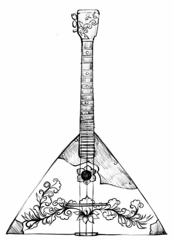 Балалайка рисунок карандашом для детей