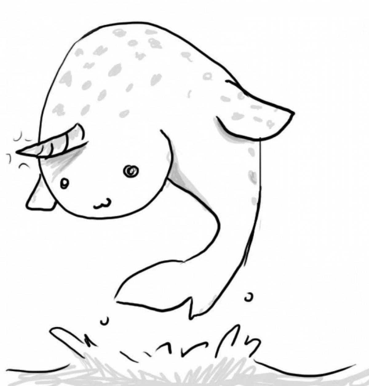 Нарвал морской Единорог раскраска