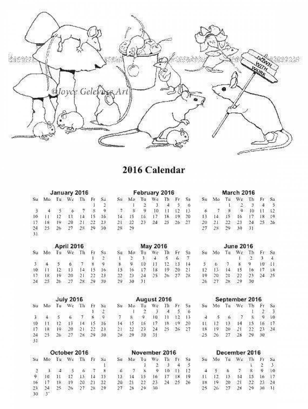 Рисунок календарь раскраска