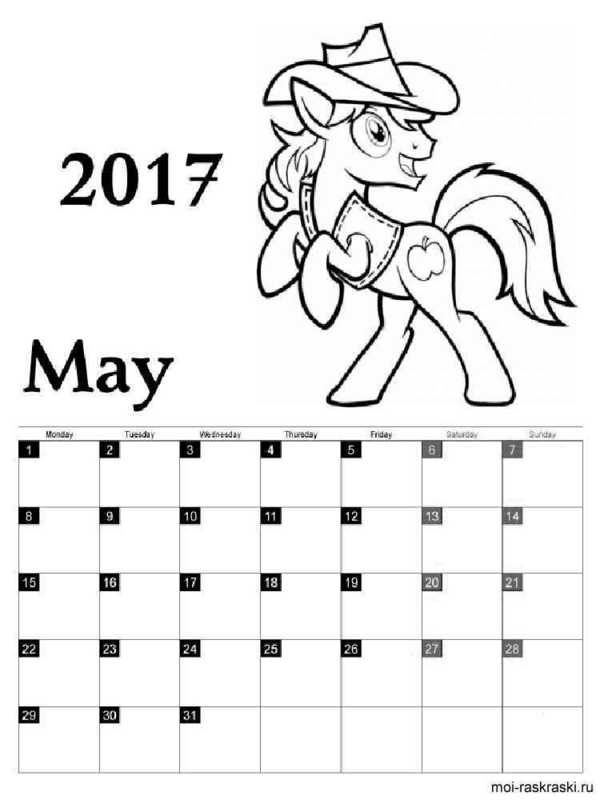 Раскраска календарь май