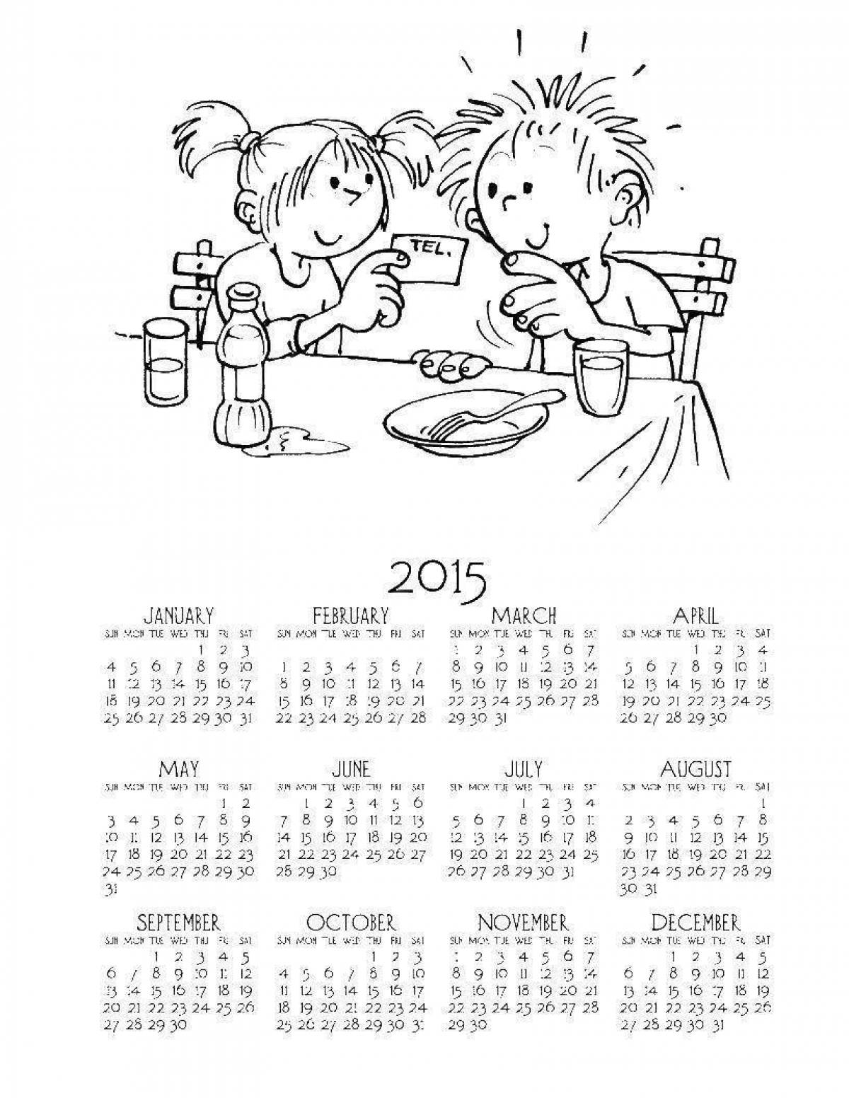 Раскраска календарь для девочек