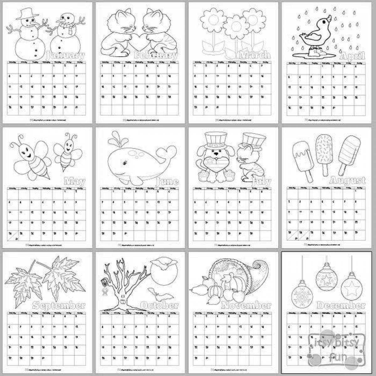 Календарь для детей разукрасить