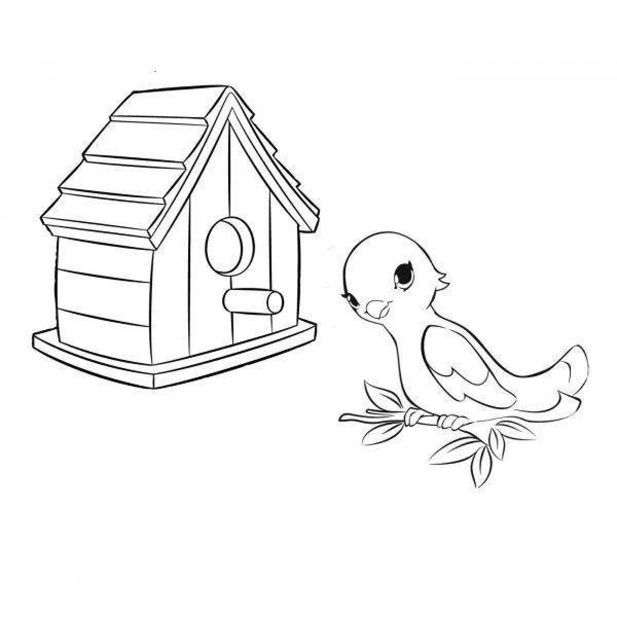 Домик для птиц раскраска для детей