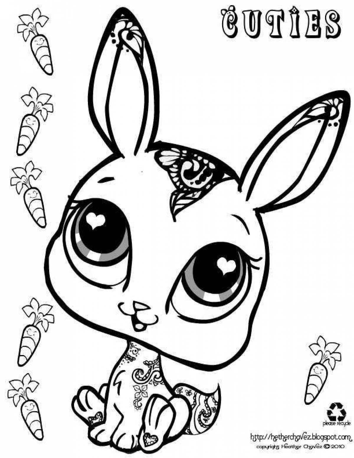 Cute and fluffy rabbit coloring book