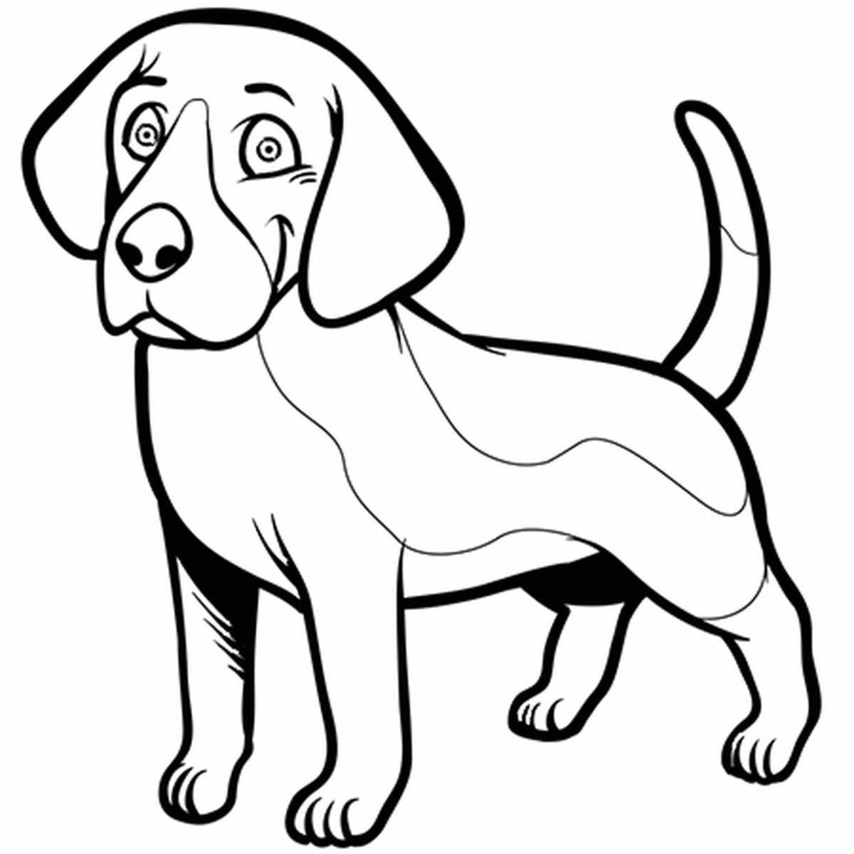 Радостная раскраска с изображением собаки