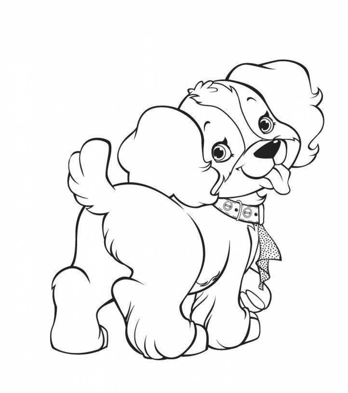 Любящая раскраска с изображением собаки