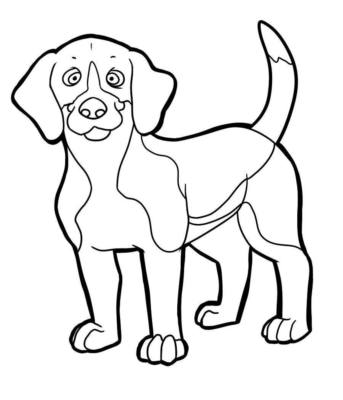 Любознательная раскраска с изображением собаки