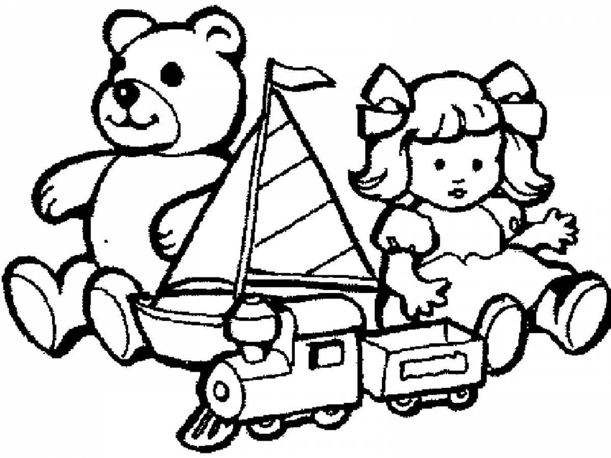 Coloring pages with toys for the little ones
