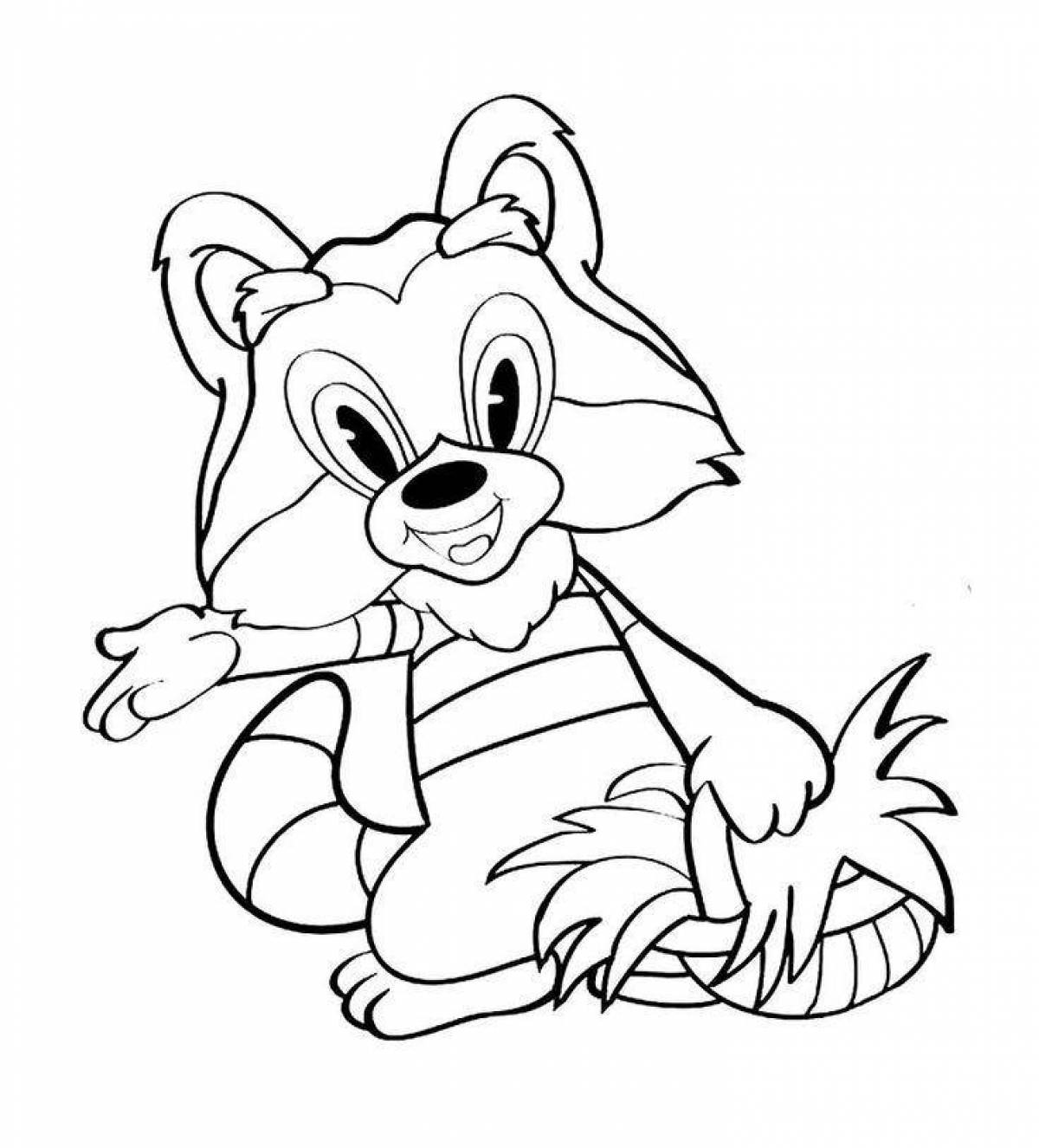 Coloring cute raccoon for kids