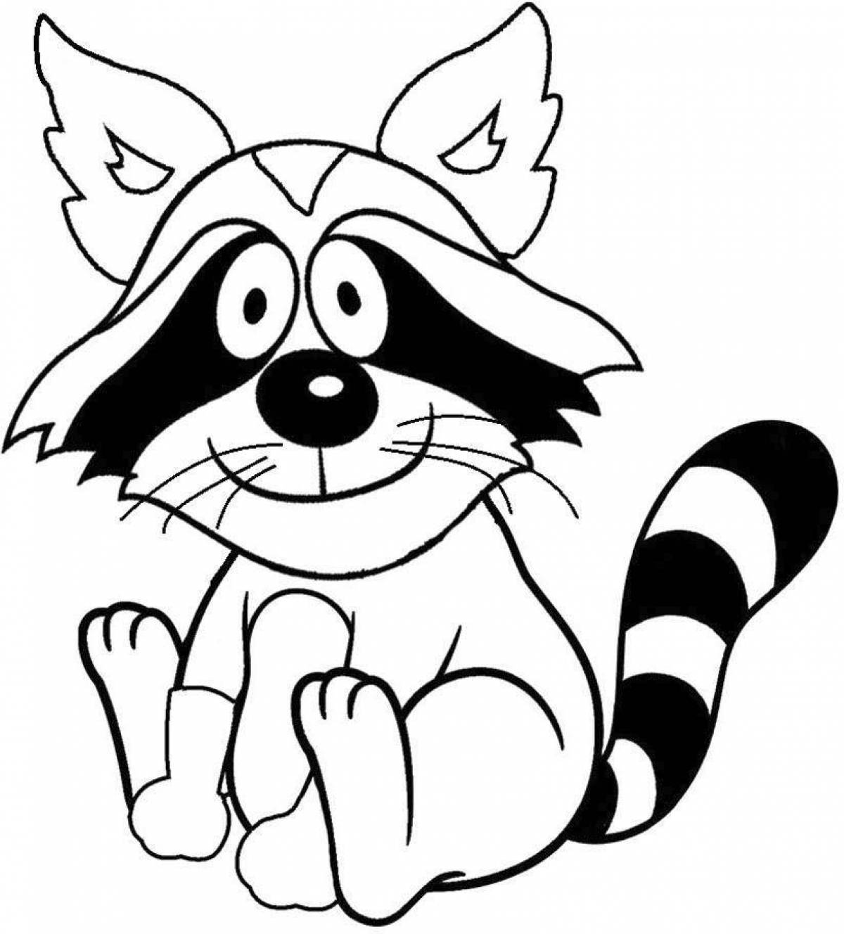 Coloring book playful raccoon for kids