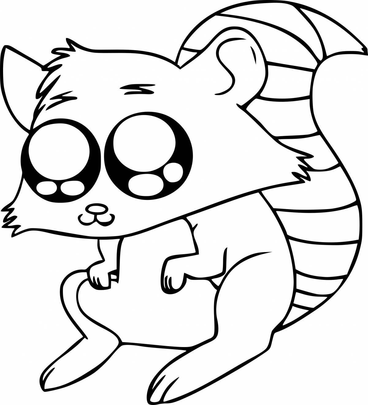 Crazy raccoon coloring page for kids