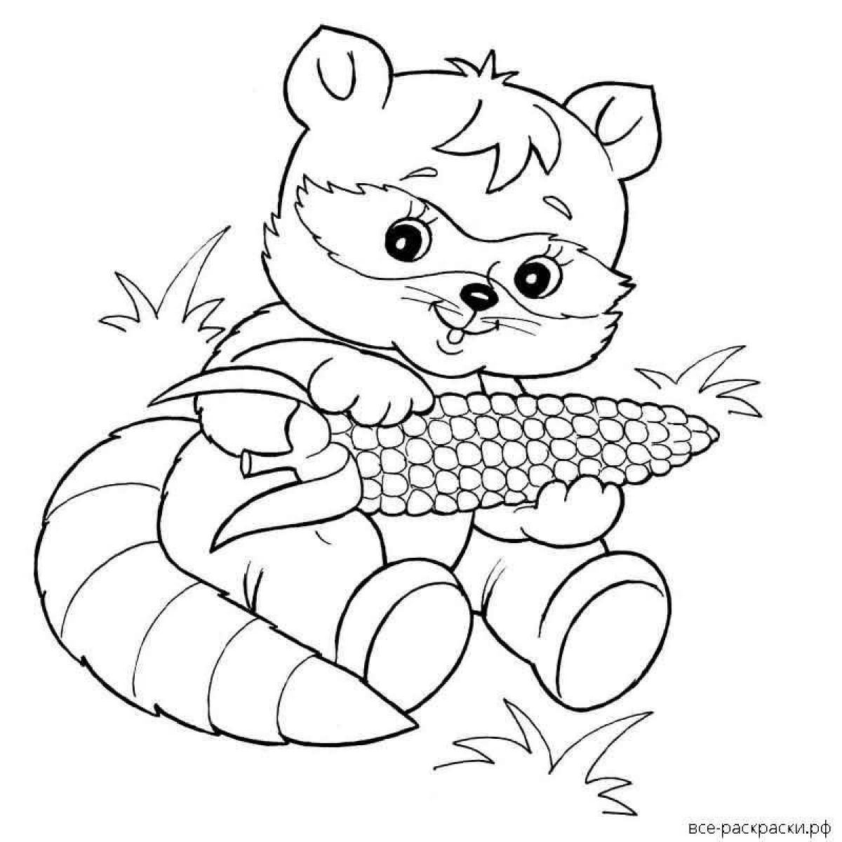Color-frenzy raccoon coloring page for kids