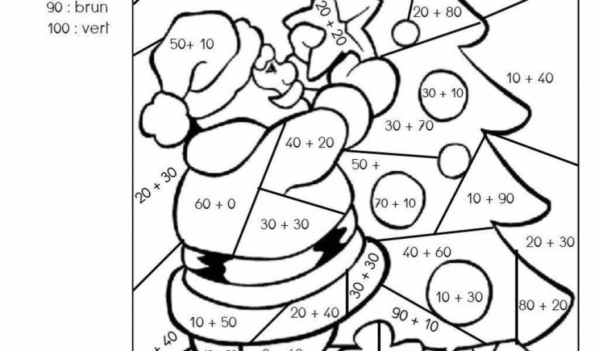 Bright Christmas coloring for 1st grade