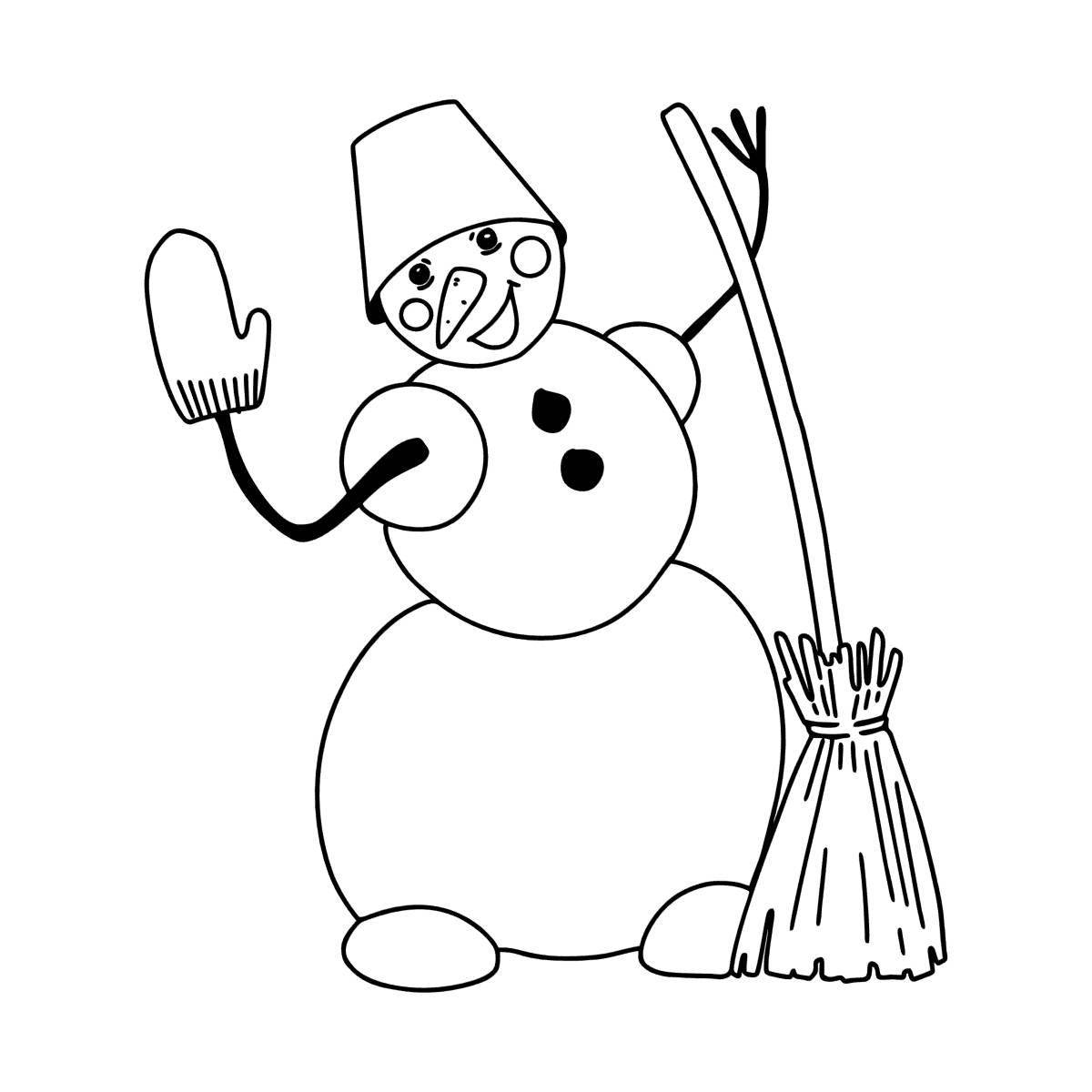 Славная раскраска снеговик для детей 4-5 лет