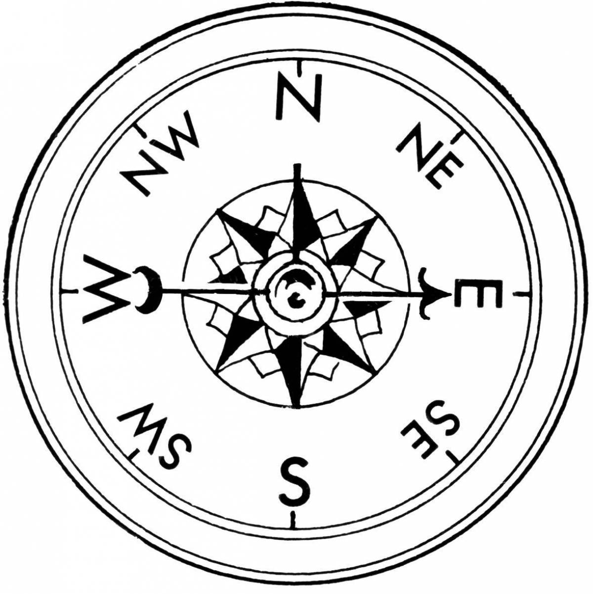 Bright compass coloring page