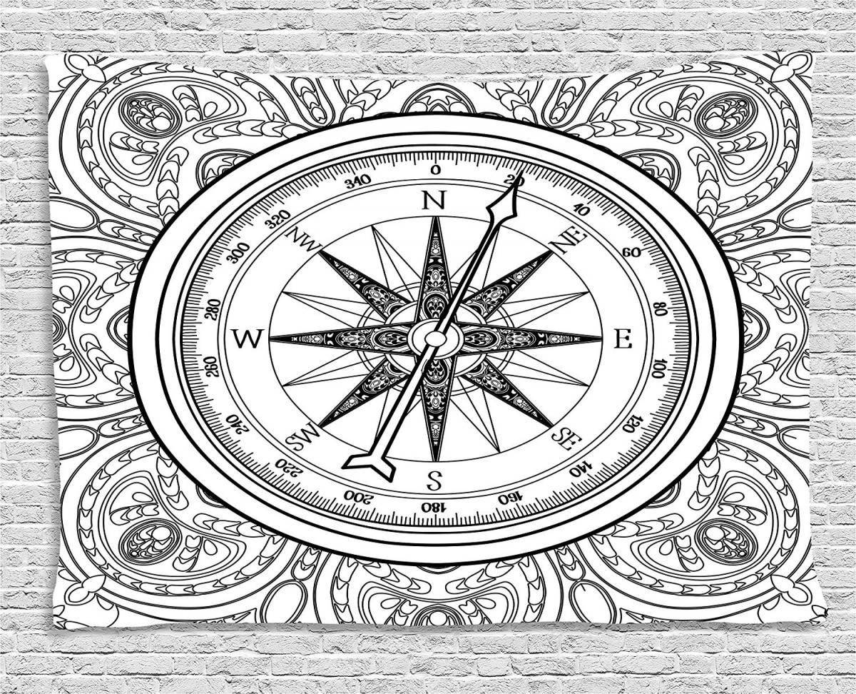 Happy compass coloring page