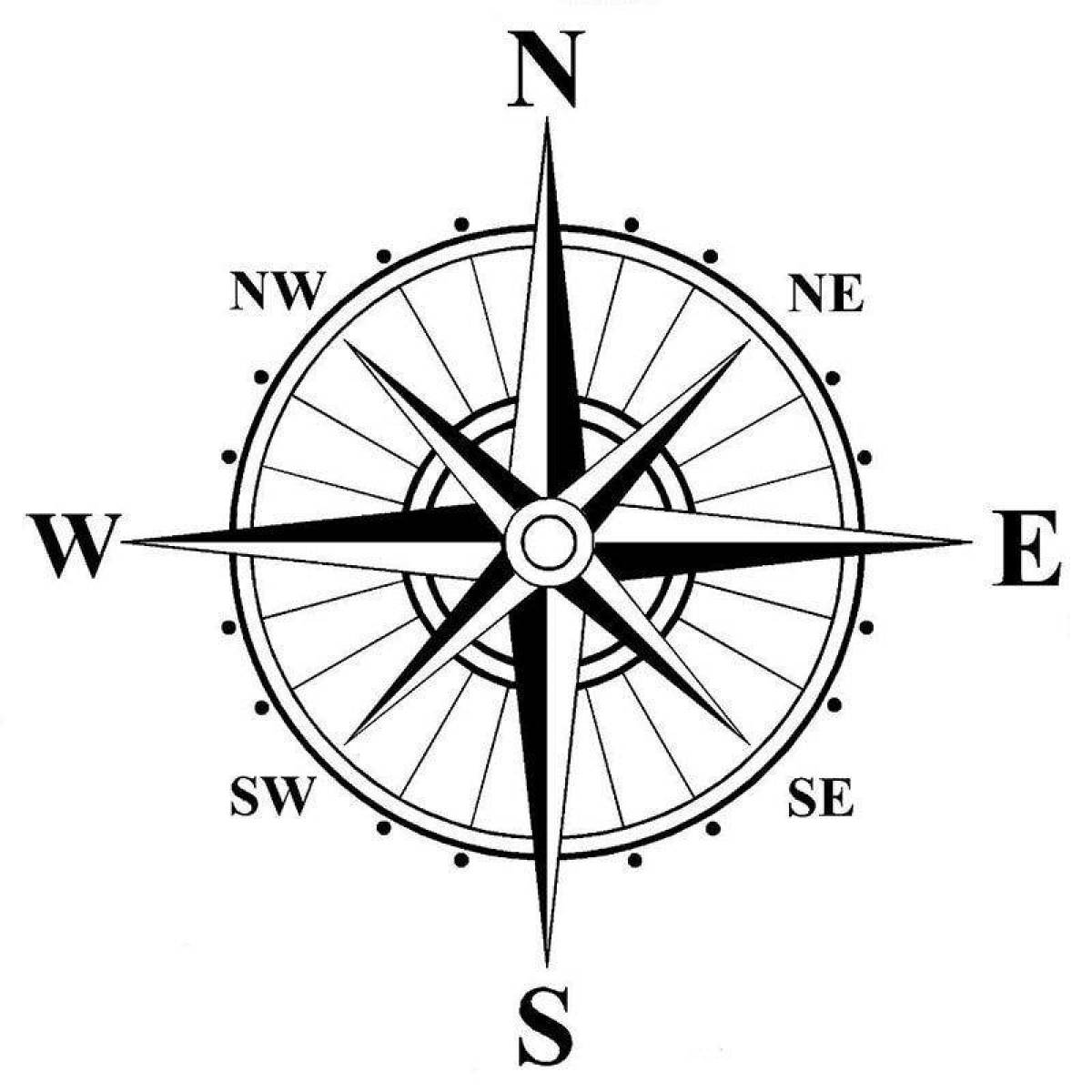Glowing compass coloring page