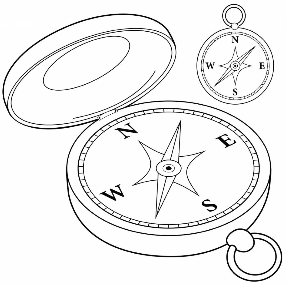 Mysterious compass coloring page