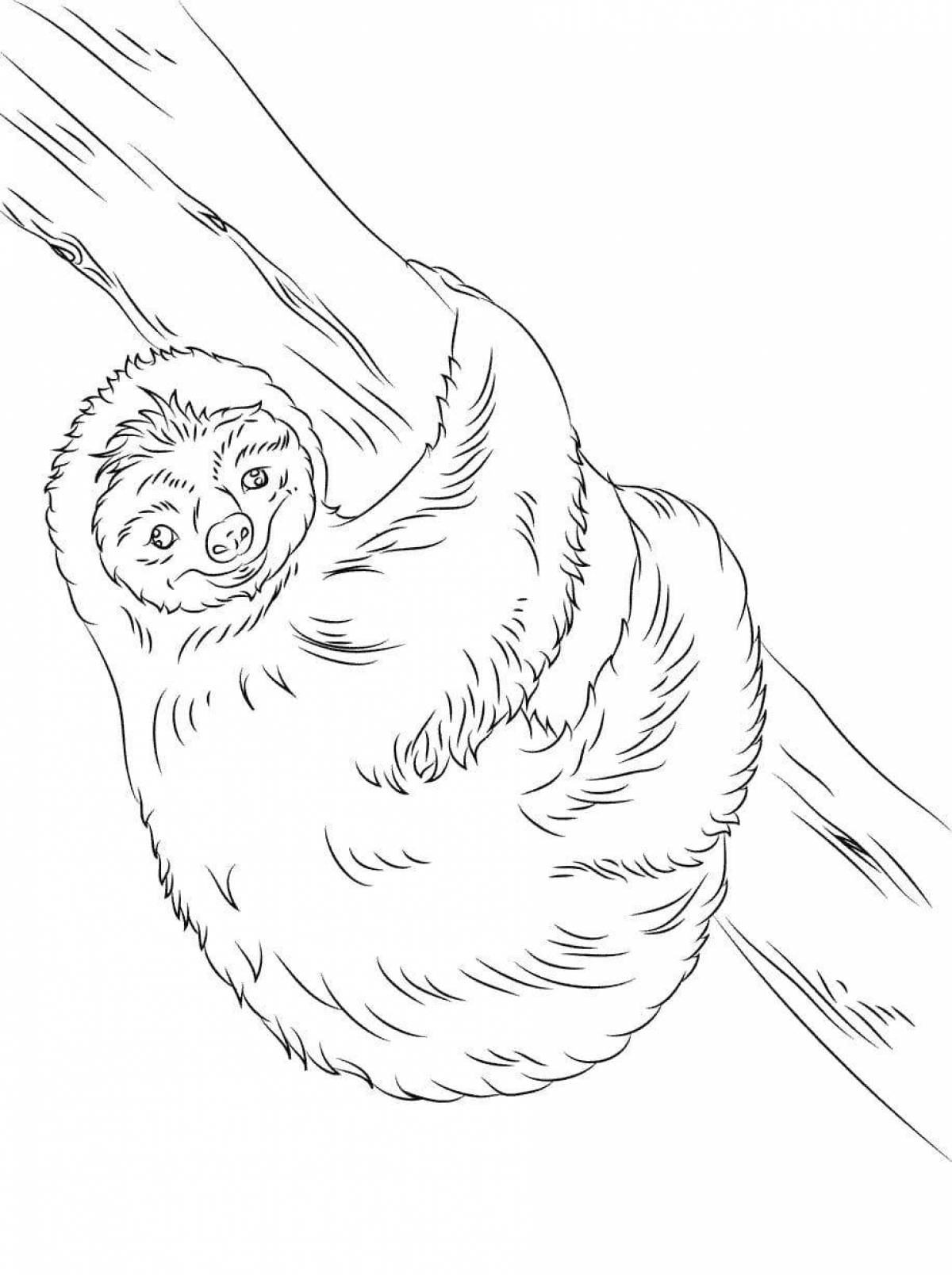 Красочная раскраска ленивец