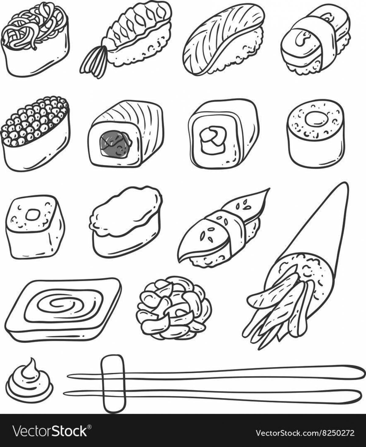 Fun coloring sushi