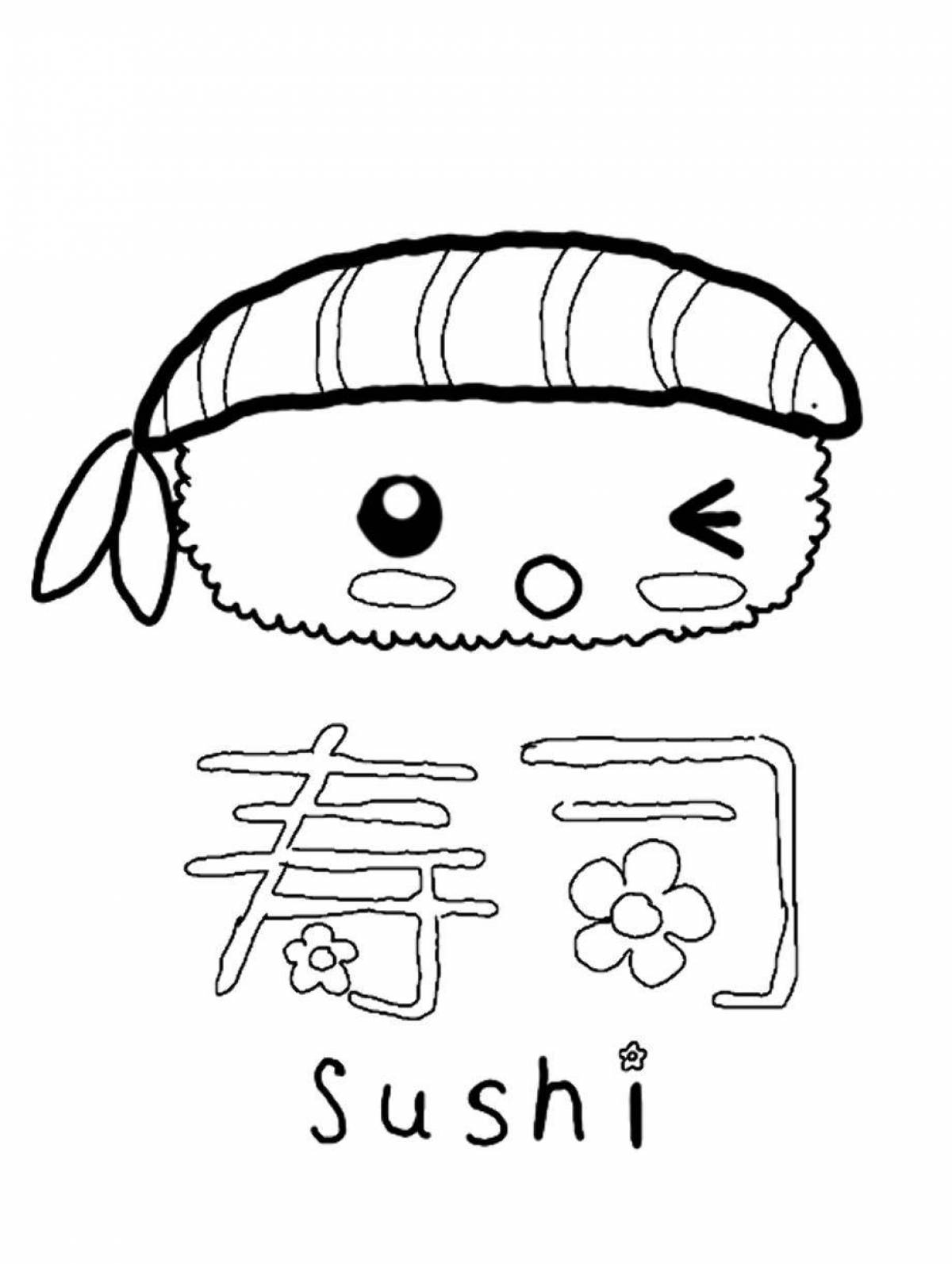 Delightful sushi coloring pages