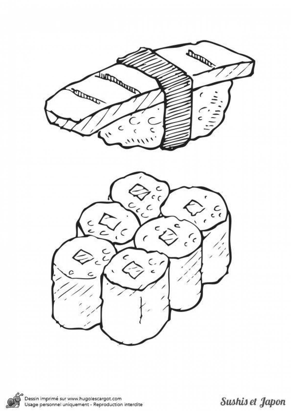 Attractive sushi coloring page