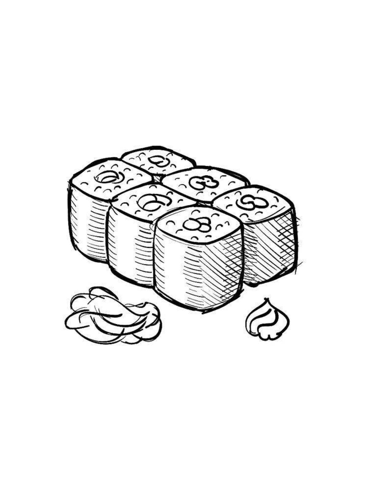 Cute sushi coloring page