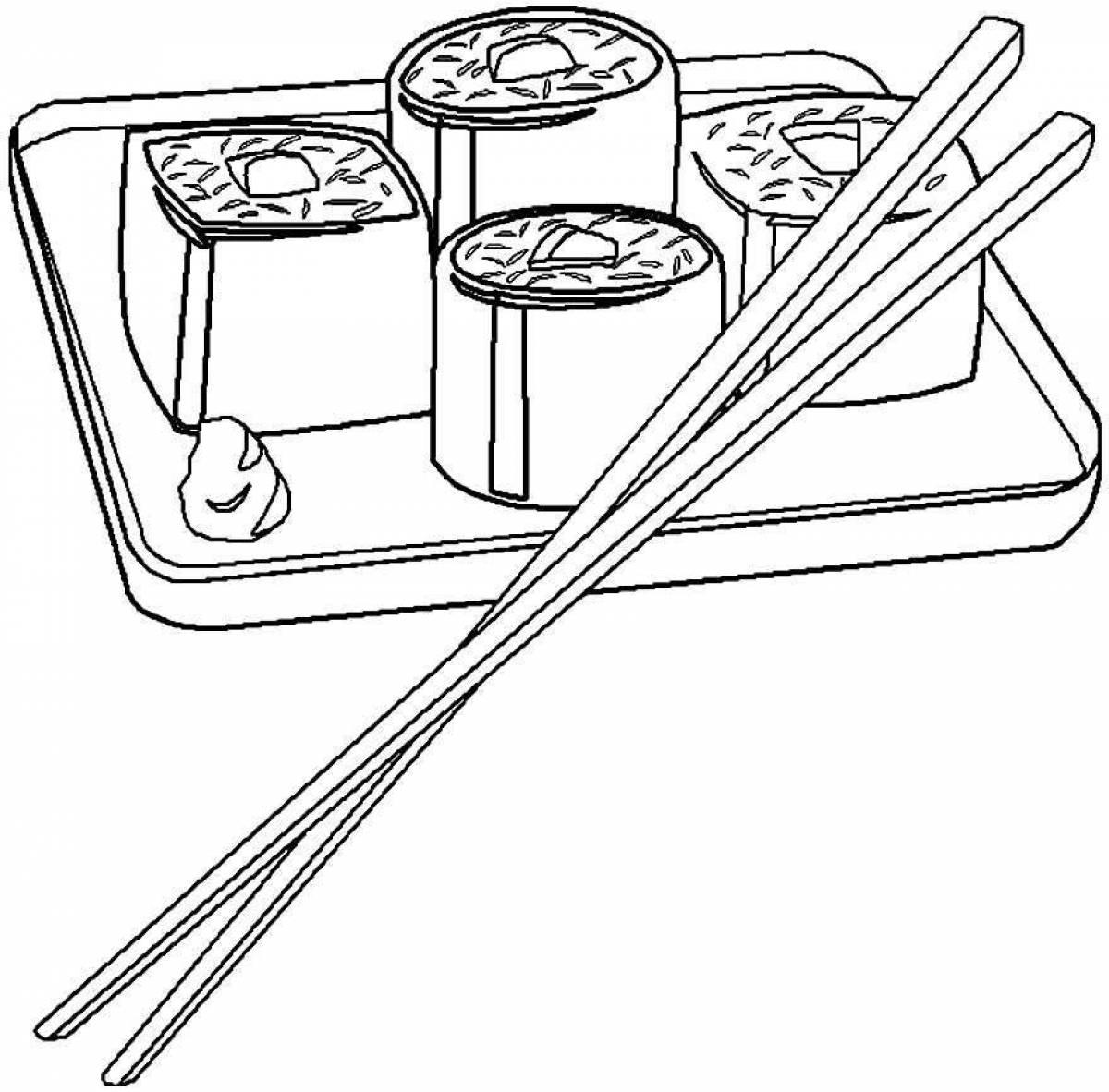 Раскраска суши роллы