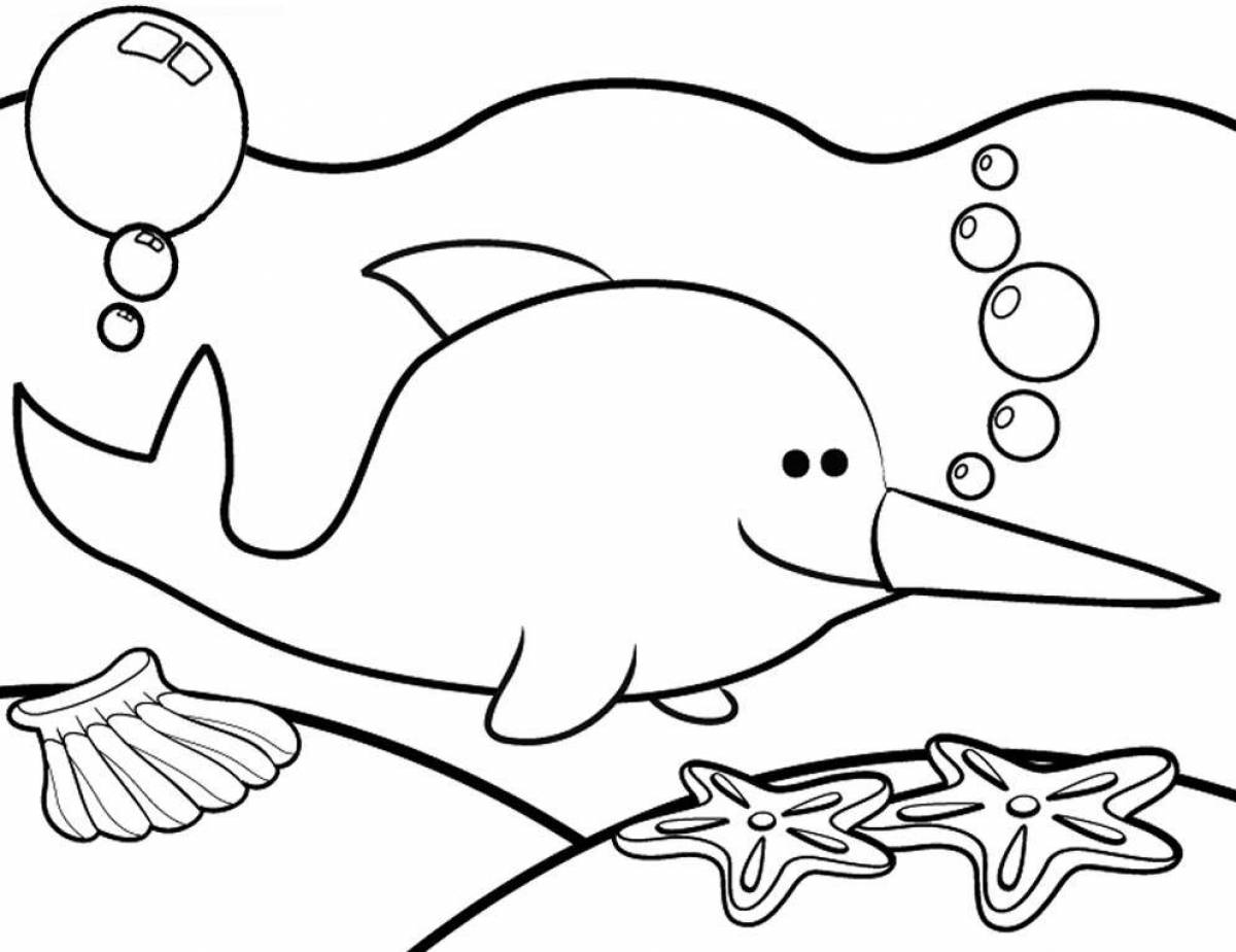 Fancy narwhal coloring book