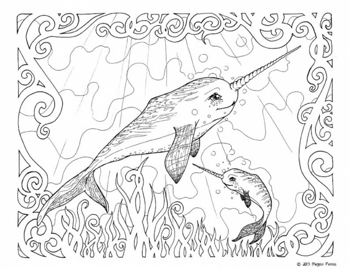 Shiny narwhal coloring book