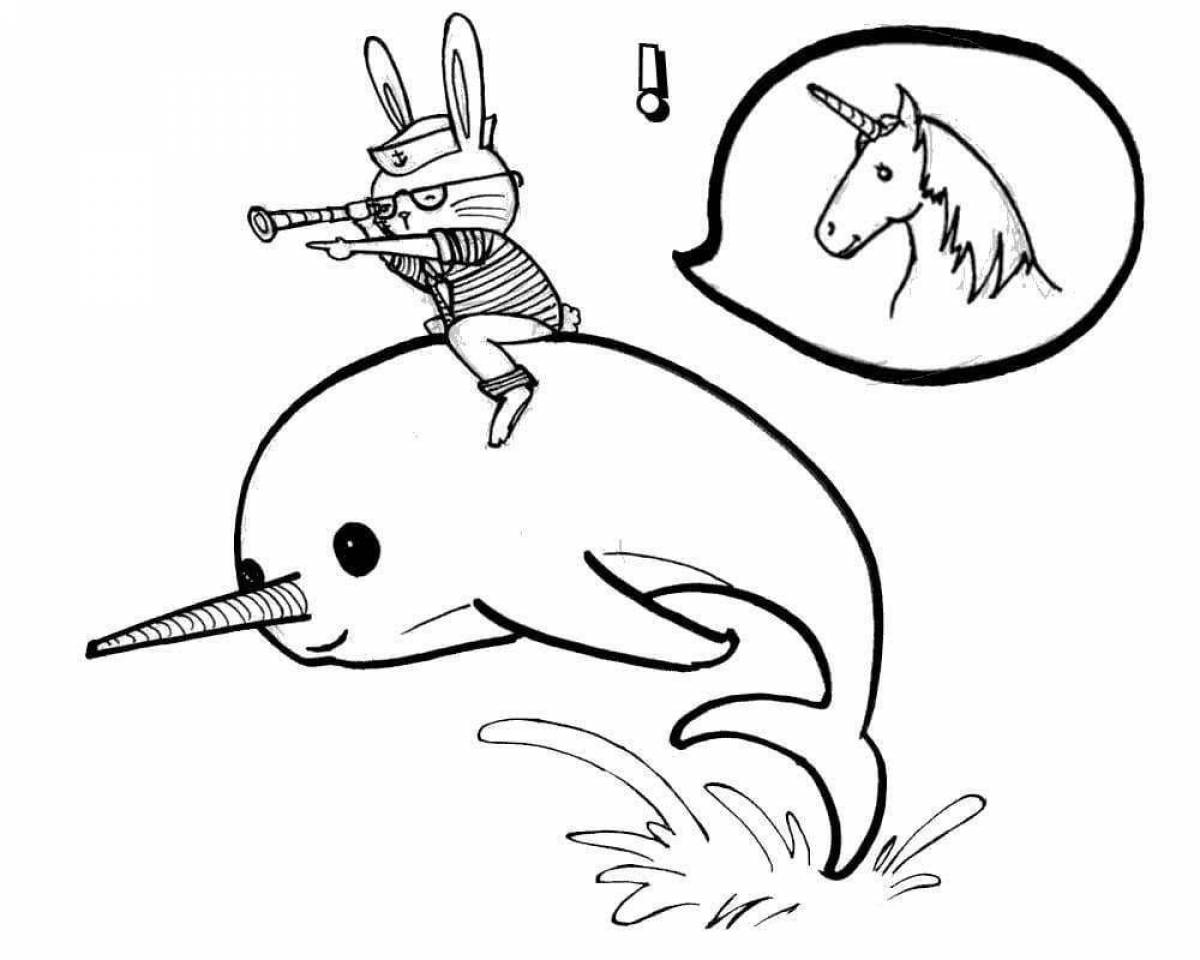 Amazing narwhal coloring book