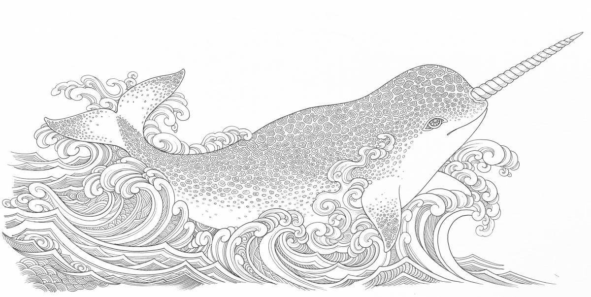 Tempting narwhal coloring book