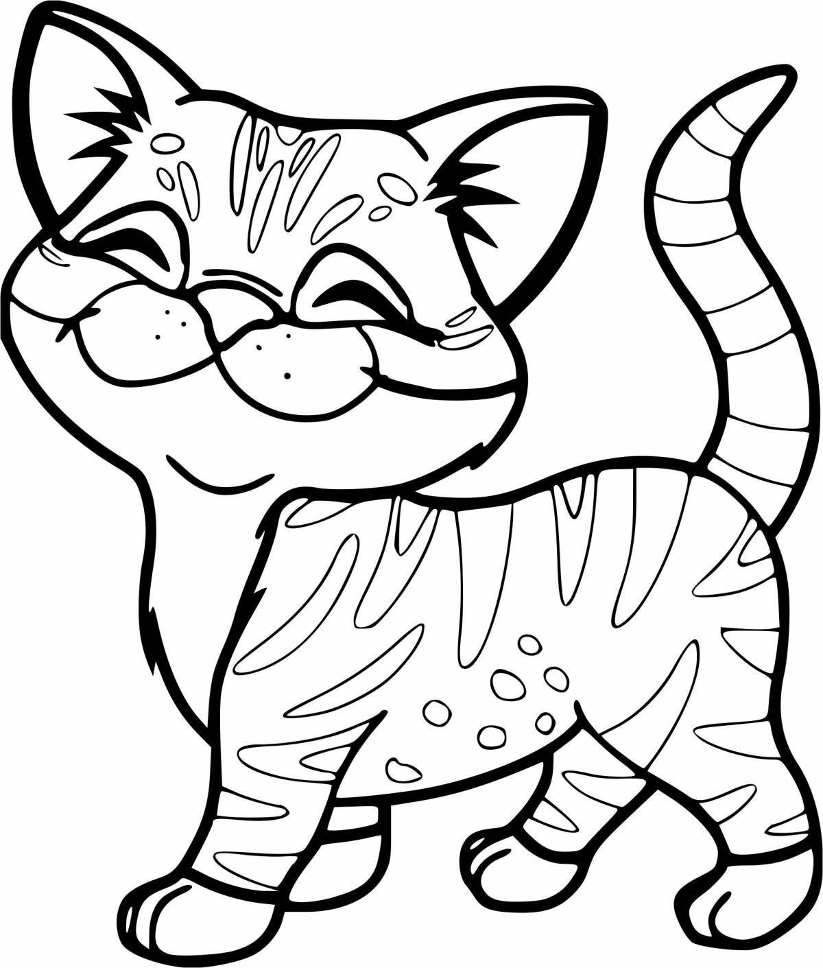 Раскраска пушистый кот