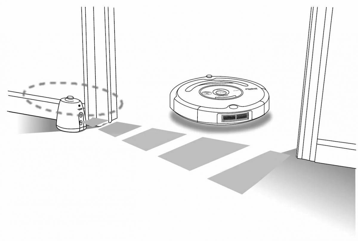 Coloring book funny robot vacuum cleaner
