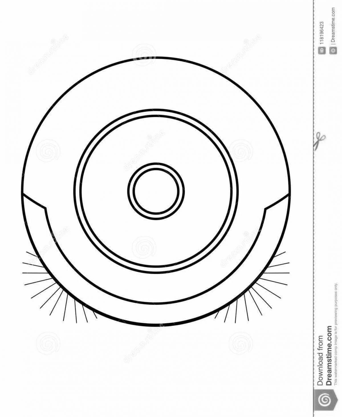 Coloring page happy robot vacuum cleaner