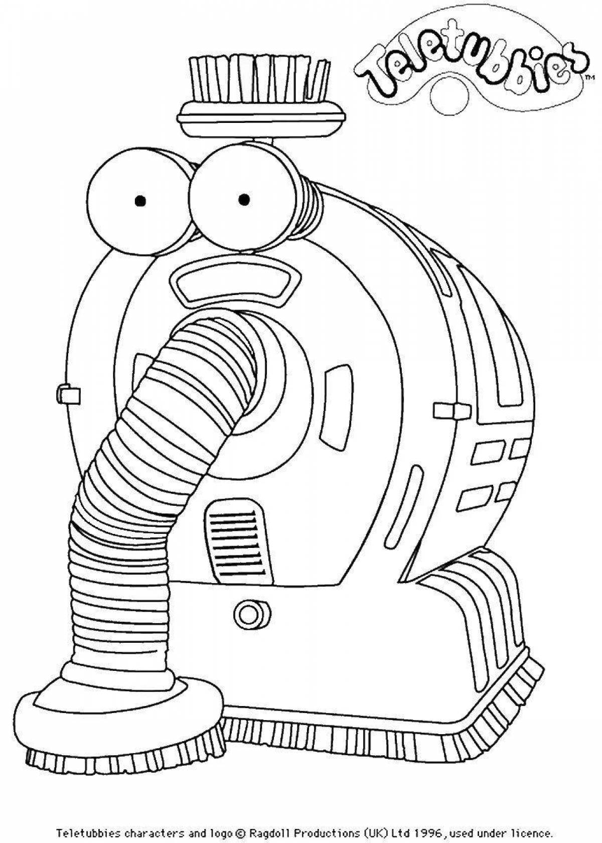 Adorable Robot Vacuum Cleaner Coloring Page