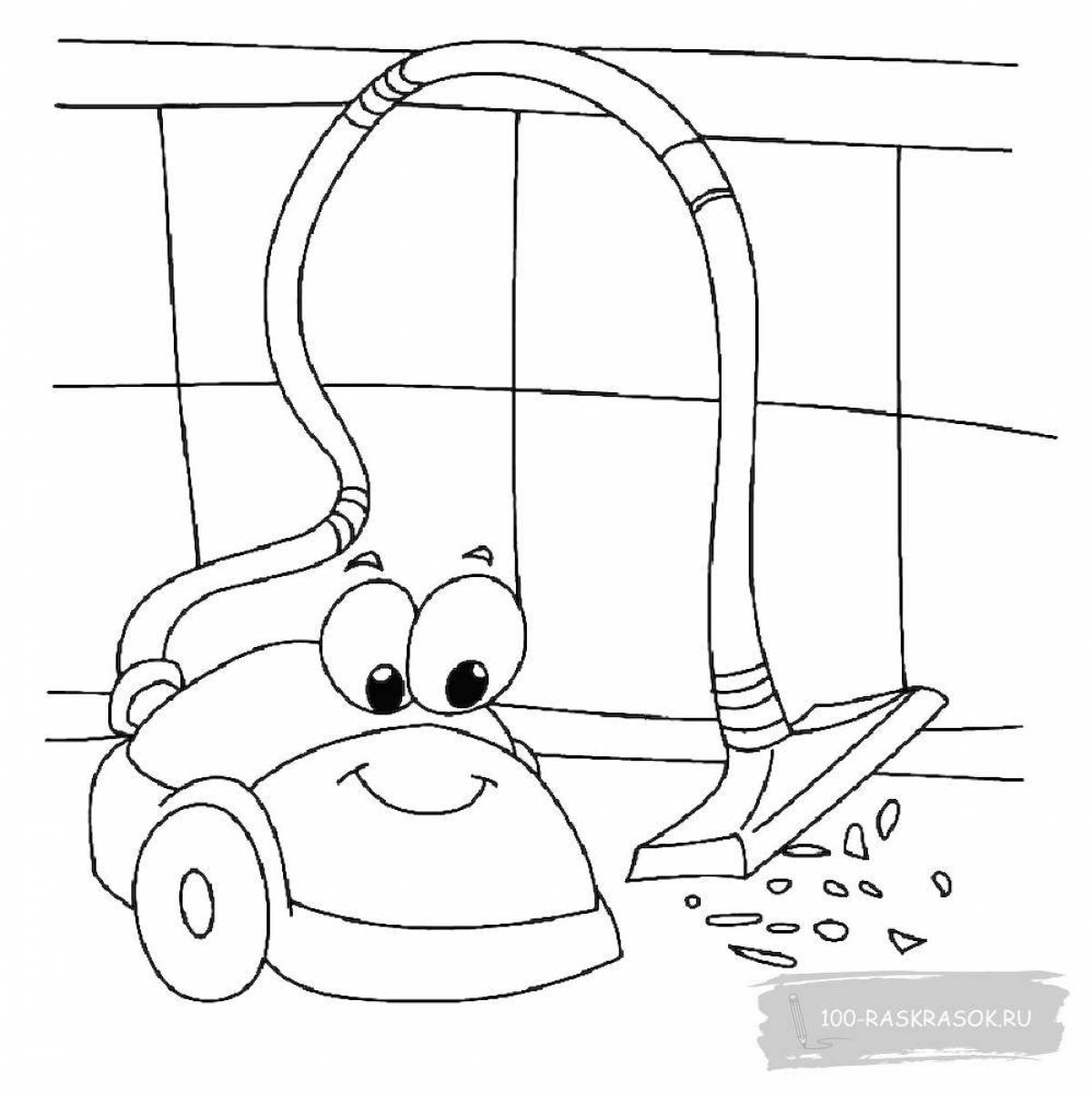 Charming robot vacuum cleaner coloring book