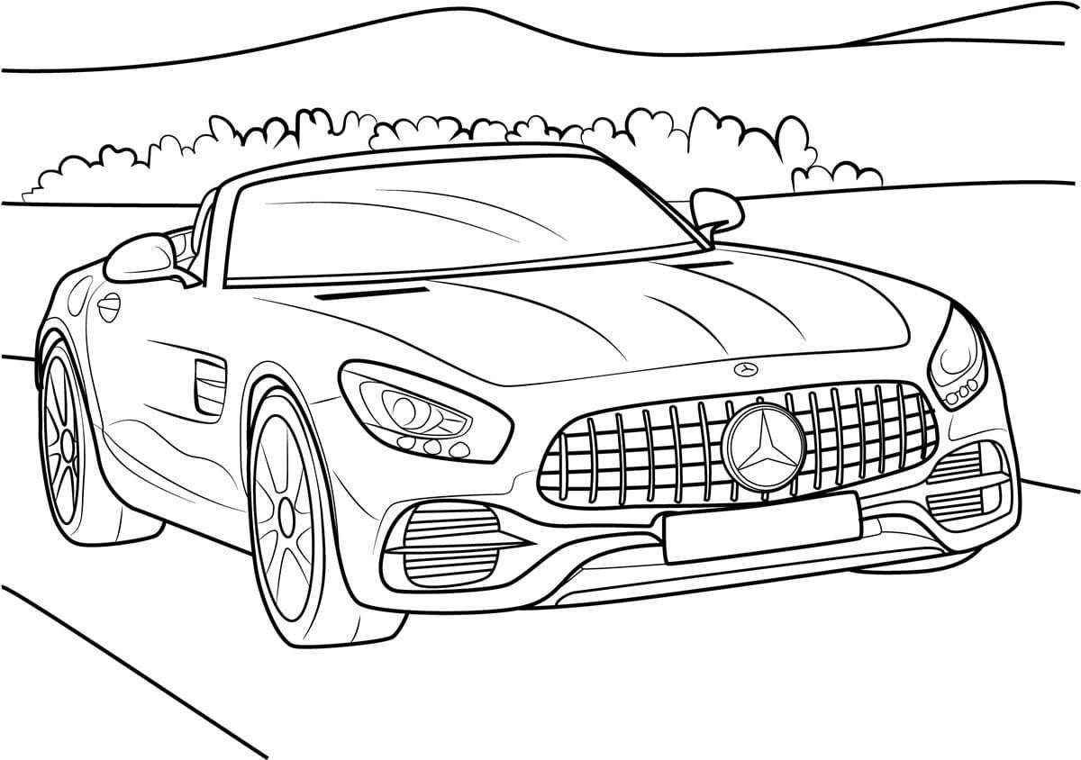 Coloring page with spectacular mercedes car