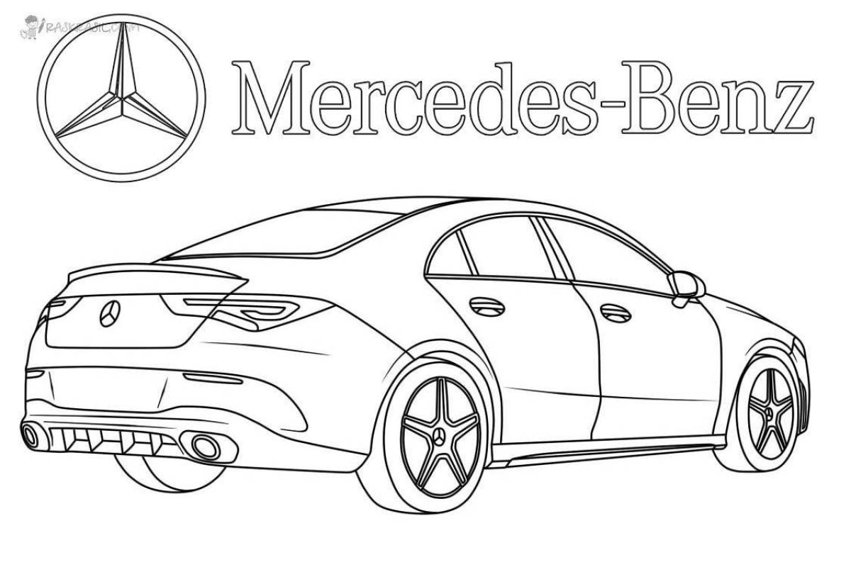 Coloring page with awesome mercedes car