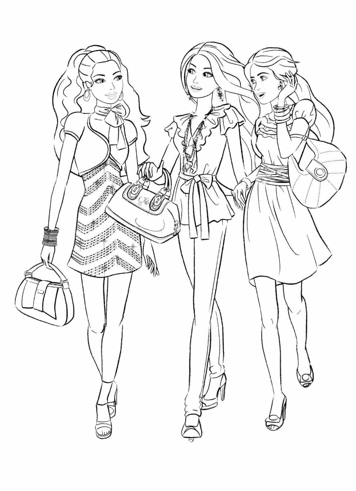 Adorable fashion girls coloring pages