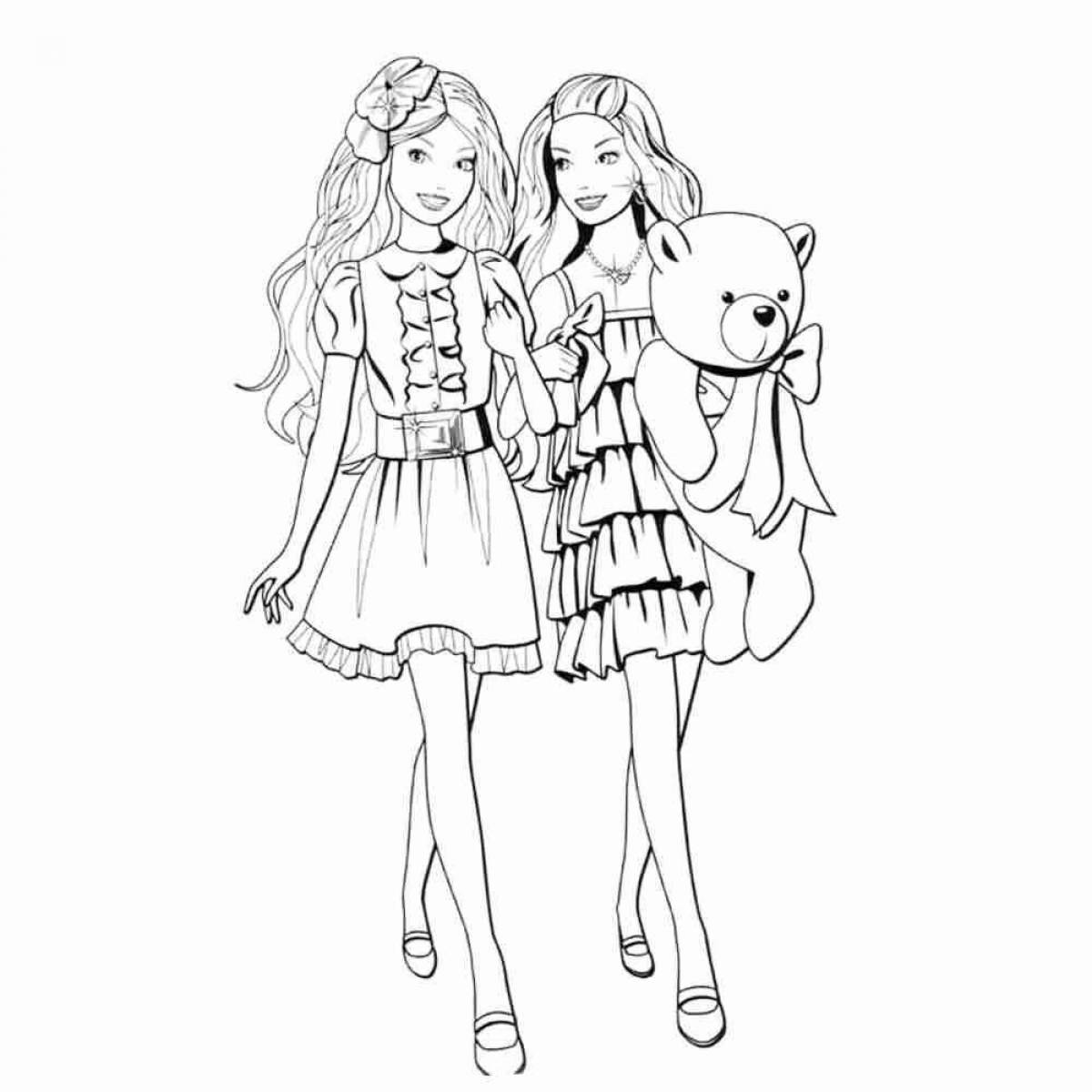 Coloring pages dazzling fashionable girls