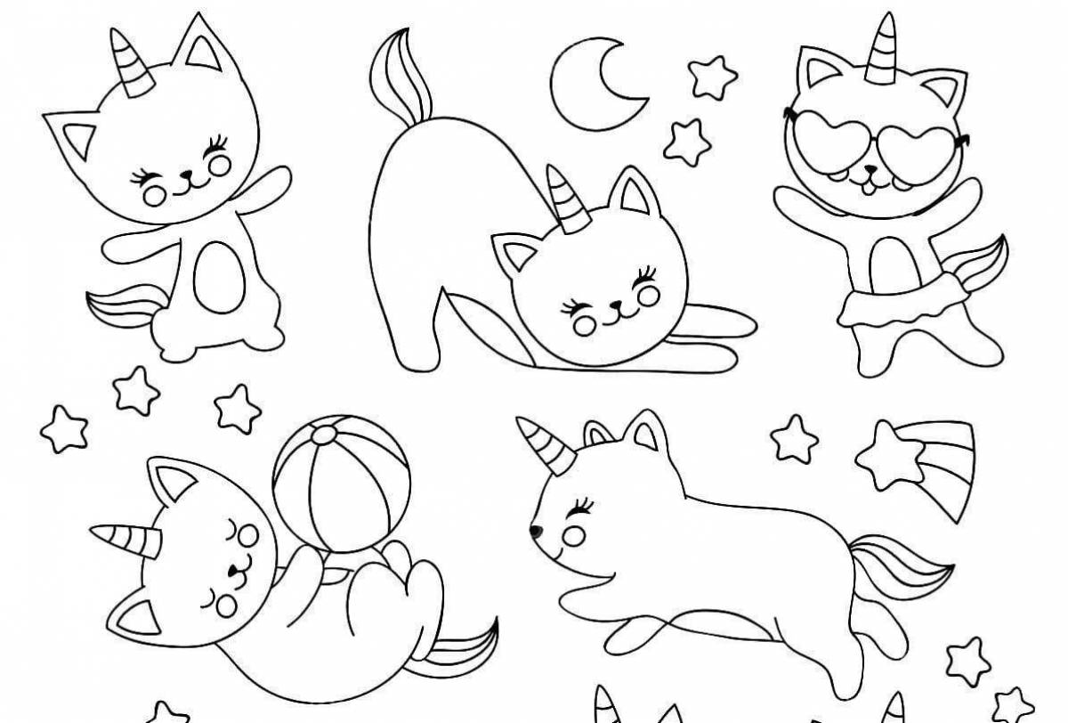 Coloring book playful little cat