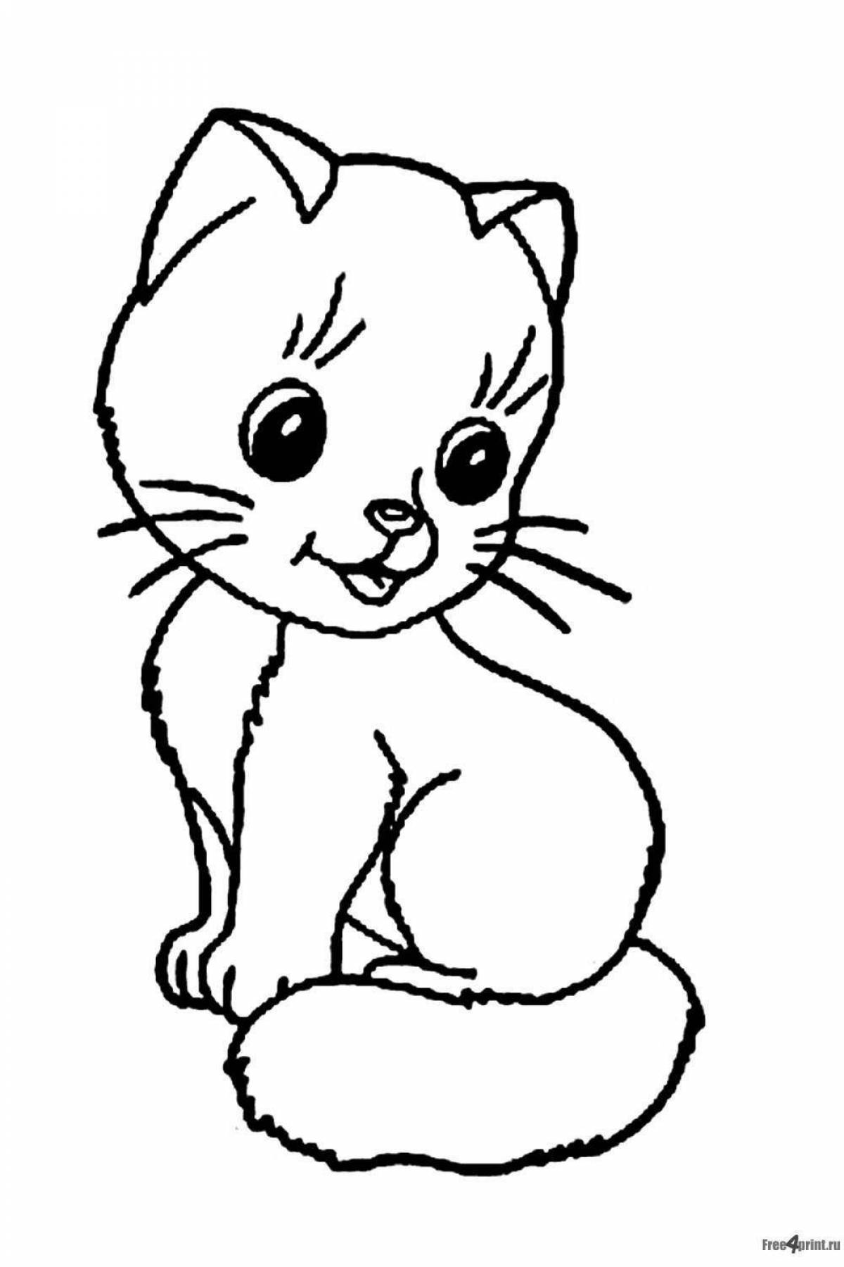 Радостная маленькая кошка раскраска