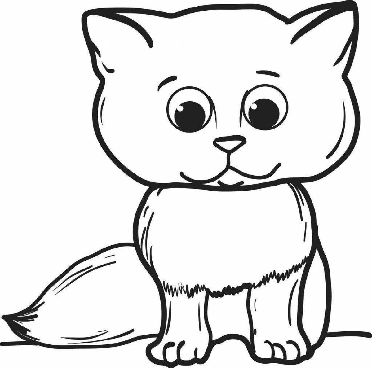 Coloring page funny little cat