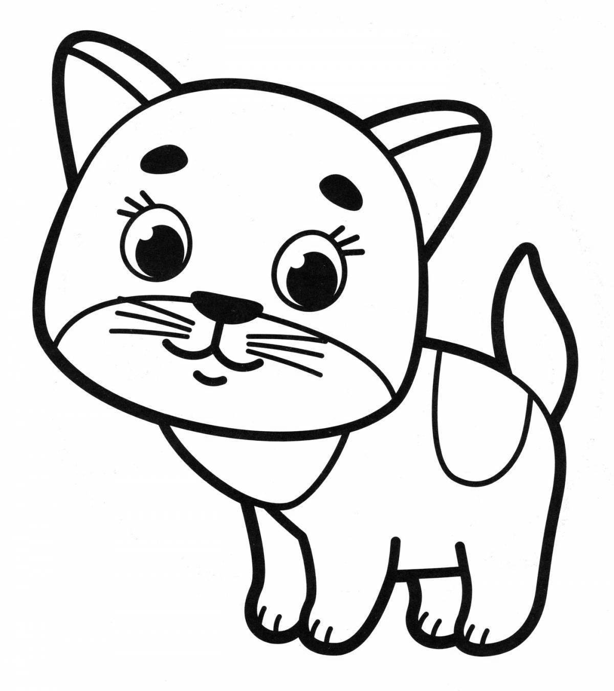 Раскраска резвящаяся маленькая кошка